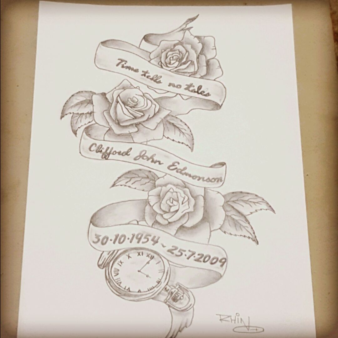 Tattoo uploaded by Kevin Ludick  Clock and roses memorial tattoo  Tattoodo