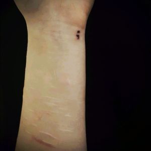 #SemicolonProject New ink celebrating one year clean of self harm and suicide attempts! ❤