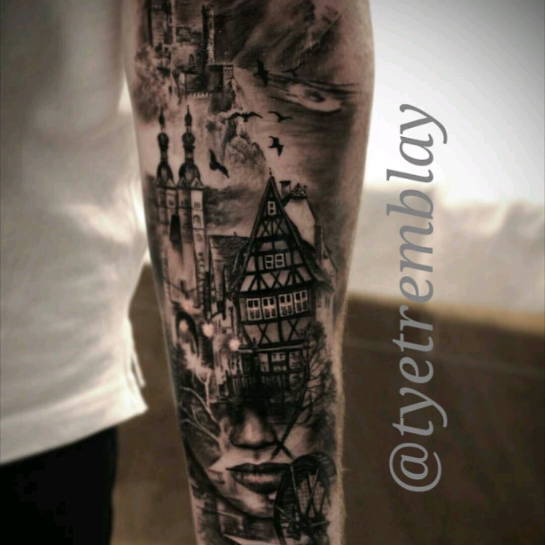 Justin Bieber Completes His Half Sleeve with a Castle and Waves Tattoo  PopStarTats