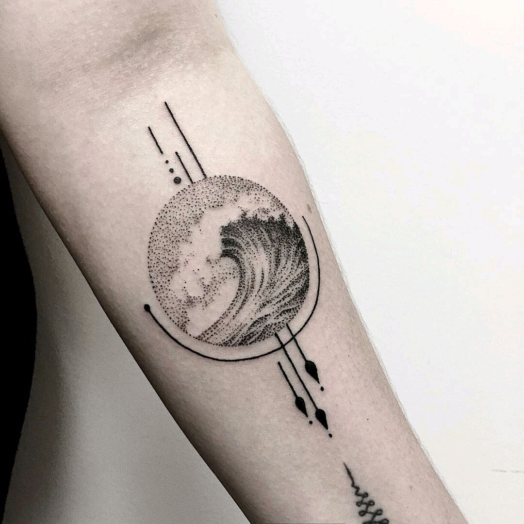 Forearm Black  Gray Wave tattoo at theYoucom