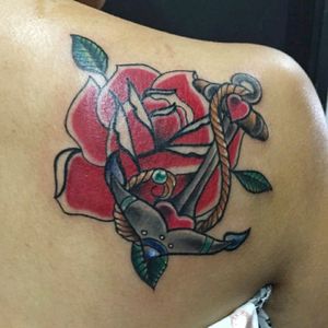 Tattoo roses anchor
