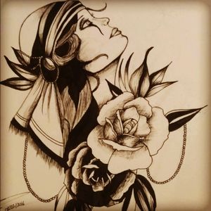 Classic gypsy 🌹#gypsy#drawing#blackandwhite#rosesIf you're interested, contact me and I can draw everything you request for nothing 😊