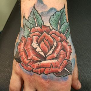 Free hand neo traditional red rose