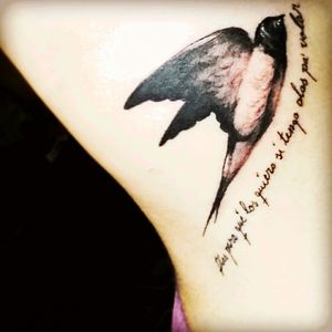 5 #tattoo #swallow #swallowtattoo #bodyart #fridakahlo #quote #ink #perutattoo