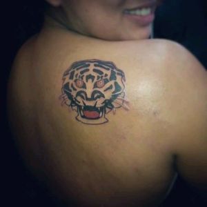 A tigerhead tattoo. Honour to my grandpa, and other personal meanings. #tiger #tigertattoo