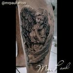 #blackandgrey #realism #angel #statue #dermographic #mrpaul #tattoo #tattooed #tattooist #tat #tatuagem #legtattoo