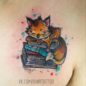 By vika kiwi #colors #cute #fox #books #watercolor