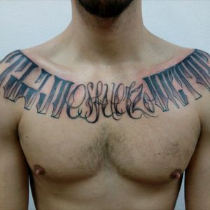 Chest lettering freehand