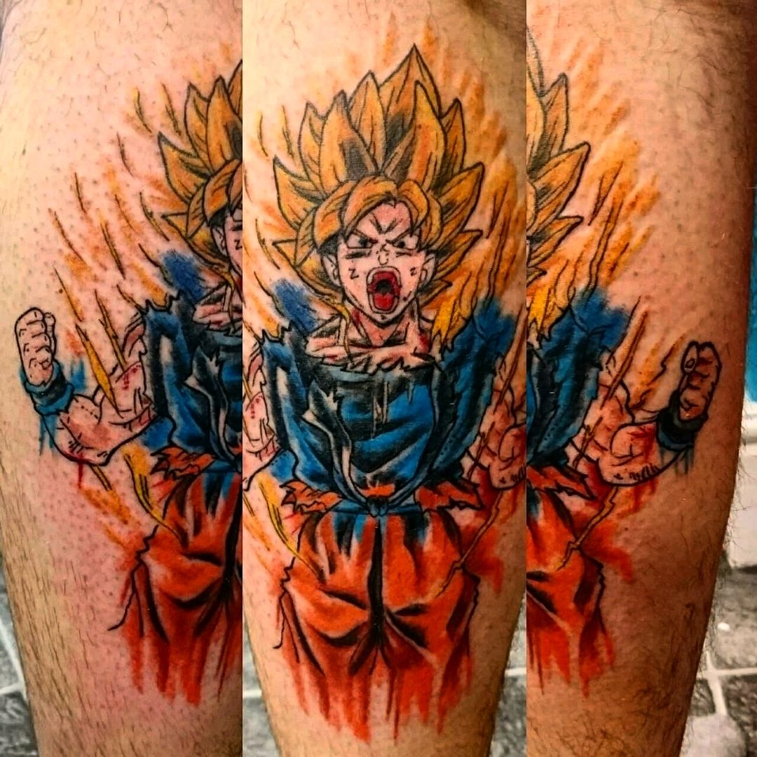 Alan Pinks on Instagram Goku transforming into super saiyan for the 1st  time swipe  to check out the  Dragon ball tattoo Gamer  tattoos Tattoos