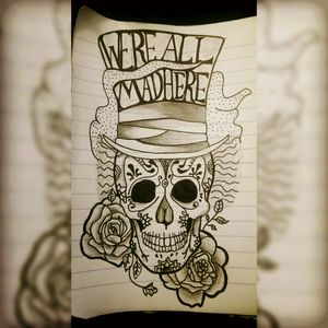 A candy skull mad hatter design #madhatter #aliceinwonderland #mad #hatter #candyskull #diosdelamuerte #dayofthedead #skull #roses #smoke
