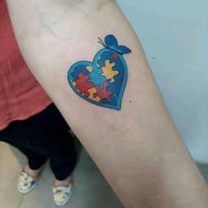 Autism symbol. #autism #autistic #heart #colorful #butterfly #puzzle