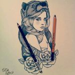 #RikLee #Sketch #Drawing #Design #BlackandGrey #Art #Girl #Roses