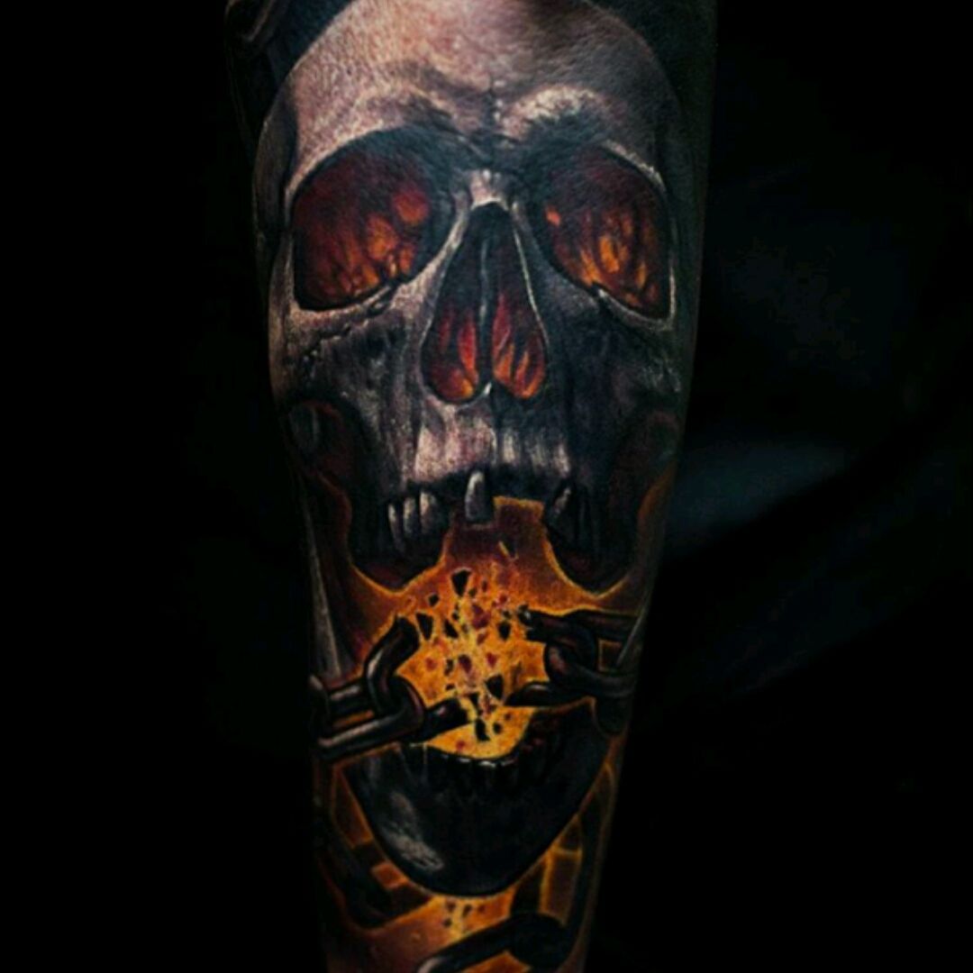 Skull tattoo with chain  Skull tattoo Tattoos Tattoo drawings