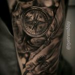 #hands #compass #quill #blackandgrey #realism