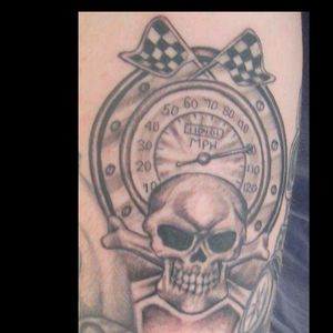 #Speedometer #Skull #Racing #Flags