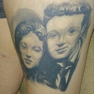 Thigh portrait of my grandparents done by sile sanda at rock n roll glasgow