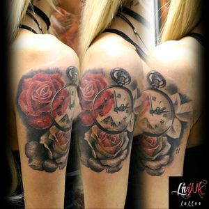 #tat #tattoo #tattoos #tattooed #ink #inked #inkbe #inklife #art #bastart #bastarttattooproducts #LiviNkTattoo #rose #clock #realistic