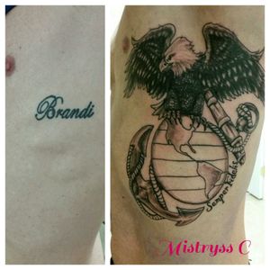 Cover Up with the Eagle, Globe, and Anchor on the Ribs.