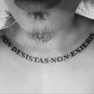 Never give up, Never surrender #Latin #Black #texttattoo #chest