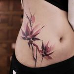 By #newtattoo #beijing #watercolor #inkpainting #flower #chinesestyle #watercolortattoo