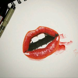 Lips tattoo designMarkers&watercolors #lips #lipstick #markers #watercolor #ink #kiwitz
