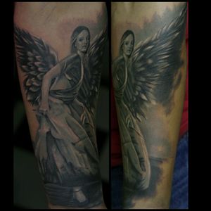 Guardian angel with face of customers wife