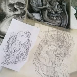 #skull #birds #raptor #drawing #tattooart #charcoaldrawing #pencil #sketch #study