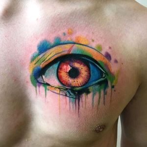 Watercolour Eye by Darren Bishop @ Otzi Tattoo Studio, Glasgow