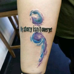 My 2 tattoo, probably my favorite so far. Water color semicolon reminding me my story isn't over yet.