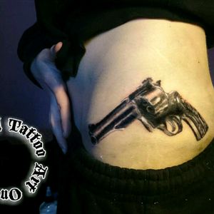 Black And White Photo Realism Revolver Tattoo By Thanos Angel Tattoo From Greece. 🔫 🔥