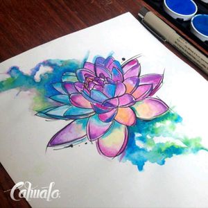 #Cahualo #Watercolor #LotusFlower #Desing #Sketch