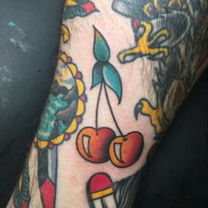 Trevor Taylor, Liberty Tattoo Seattle. Rainier cherries! Cooler than a space needle.