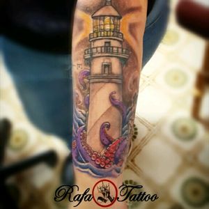 #rafatattoo #lighthouse #octopus #worldfamousink #akashacartriges