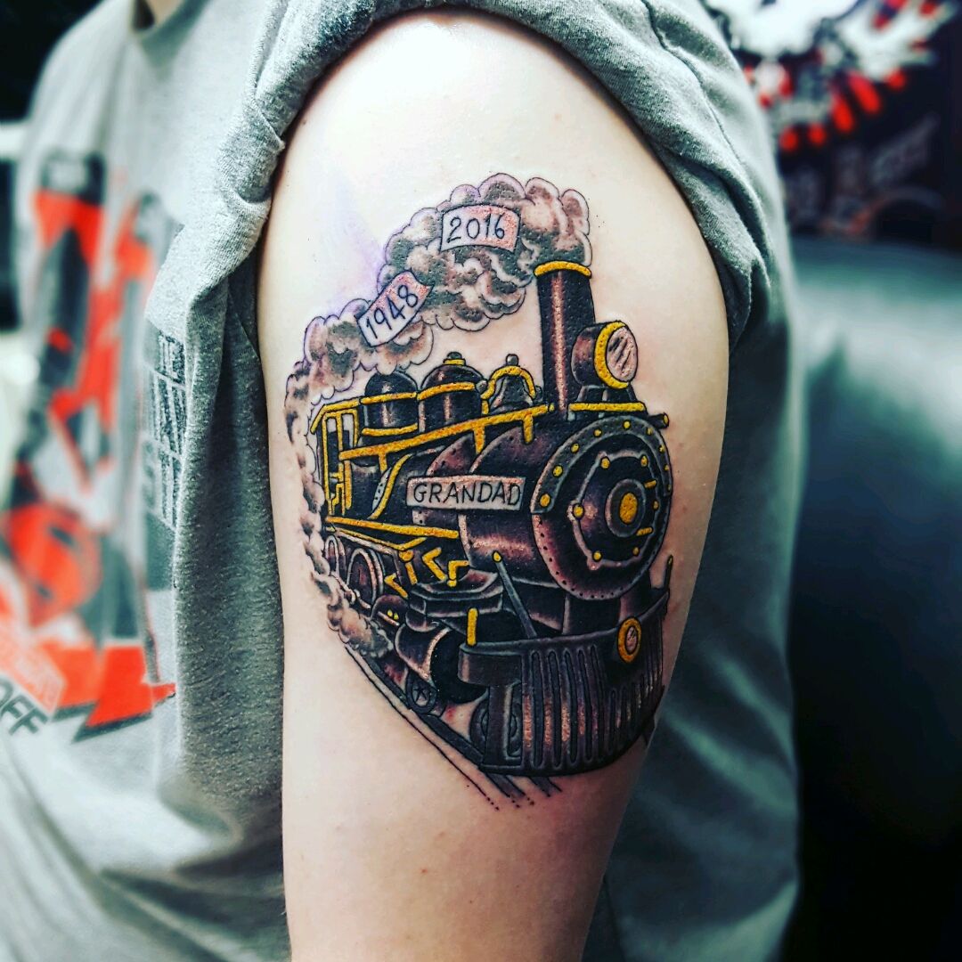 Had tons of fun tattooing this semi truck today In memory of his grandpa  who was a truck driver  tattoos paintedwarrior  Instagram