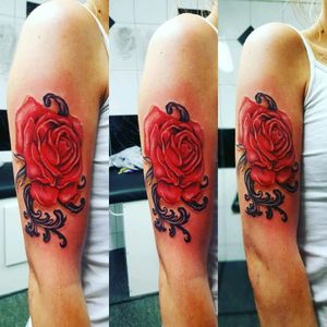 Beautiful red rose #adventuretattoos #adventuretattoo #keighley #tattoo #inkedadventure #redtattoo #redrose #redrosetattoo #rosetattoo #rose #www.adventuretattoos.com #SeanMilnes #wickedtattoo #inkedadventure