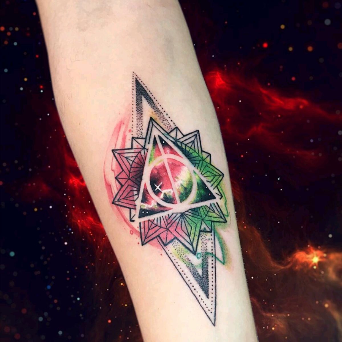 Tattoo uploaded by Claire • By #AdrianBascur #galaxy #space #geometric # triangle #ab • Tattoodo