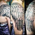 Winged ever since #wing #wings #angelwings #wingtattoo #WingTattoos #blackandgreytattoos #blackandgrey #glasgow #glasgowink #glasgowtattoo #tattooglasgow #scotland #scotlandtattoo #polishartist