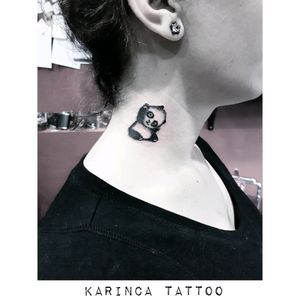 Panda 🐼 Instagram: @karincatattoo #panda #pandatattoo #necktattoo #minimaltattoo #smalltattoo #minimalism #little #cute #istanbul #womantattoo #tattooidea #small