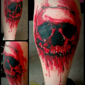 Skull #tattoo #skulltattoos #colortattoo #redink