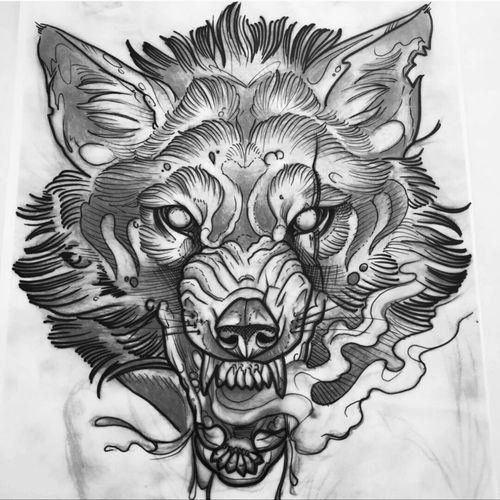 Fierce wolf drawing #black&grey #drawing #wolf #fenrir