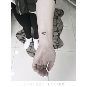 Minimal Paper Plane Instagram: @karincatattoo #paperplane #tattoo #armtattoo #smalltattoo #minimalism #minimaltattoo #istanbul #dövme #tattooidea #inked