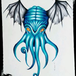 Cthulhu#tattoodesign #tattoo #cthulhu #lovecraft #art #draw #color #monster #blue #sea
