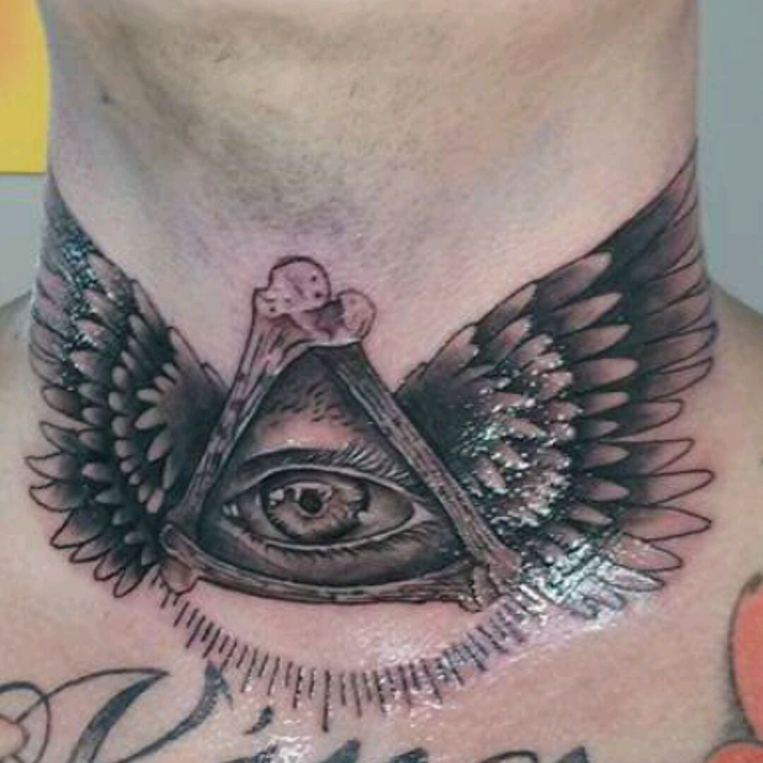 Tattoo wings eye blackandwhite triangle drawing art inspiration  Eye  tattoo Owl neck tattoo All seeing eye tattoo