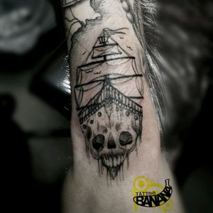 Ship#tattoo #shiptattoo #customtattoo #blacktattoo
