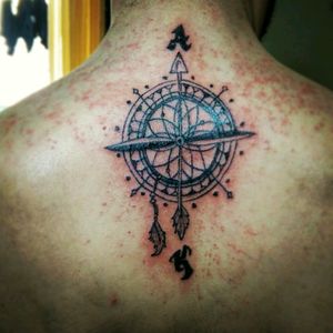 Compass dreamcatcher tattoo #compass #dreamcatcher # lettering