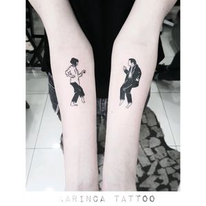 Mia Wallace & Vincent Vega (Pulp Fiction) Instagram: @karincatattoo #pulpfiction #filmtattoo #armtattoo #tarantino #quentintarantino #miawallace #dance #tattoo #inked #tattoos #tattooed #tattooart #tattoolove #tatted #istanbul #karincatattoo