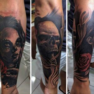 Day of the dead, skull and roses.