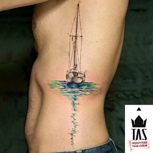 By #RodrigoTas #watercolor #sailboat #dotwork #sailboattattoo #watercolortattoo #boat