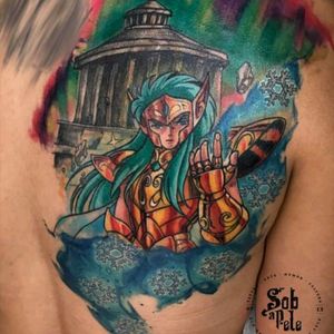 Amazing anime tattoo by @johnneedle #shiryu #cavaleirosdozodiaco #zodiac #colorida #colorful #comics #tatuadoresdobrasil #JohnNeedle