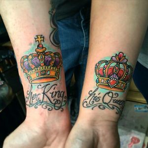Coupled tattoo #couple #coupletattoo #couplestattoo #coupletattoos #herkinghisqueen #crowns #cartoonstyle #glasgow #glasgowtattoo #scotland #scotlandtattoo #scottish